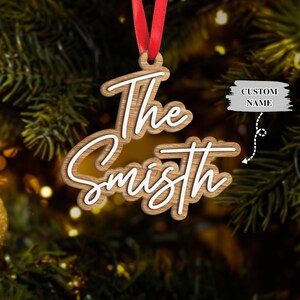2024 Personalized Family Ornament Set: Initials, Last Name, Boho Minimalist Style, Shiplap Design