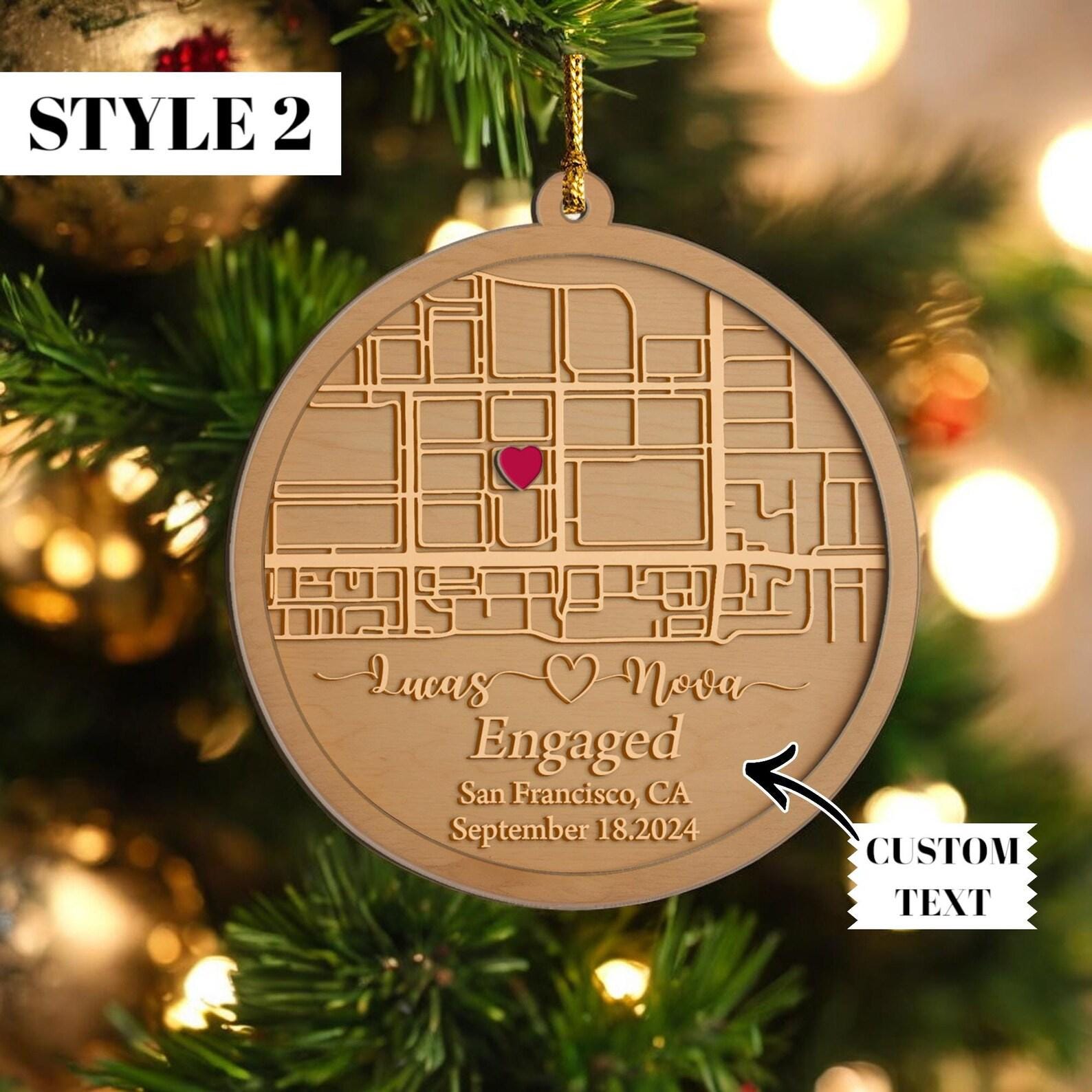 Custom Married Couple Personalized Wedding Gift, Newlywed Couple Map Ornament