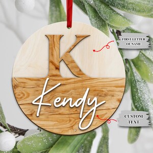 2024 Personalized Family Christmas Ornament Set: Initials, Last Name, Boho Minimalist Style, Shiplap Design