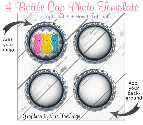 4 Bottle Cap Photo Template Mockup And Optional How