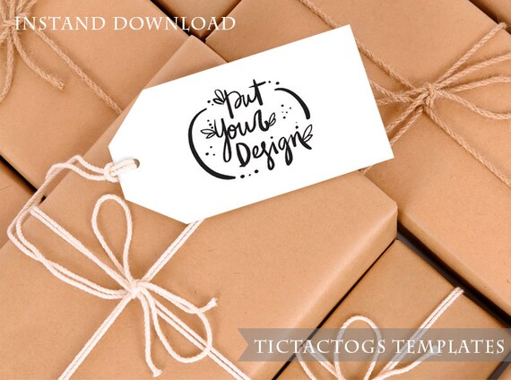 Gift Tag Mockup Brown Paper Boxs With Strings