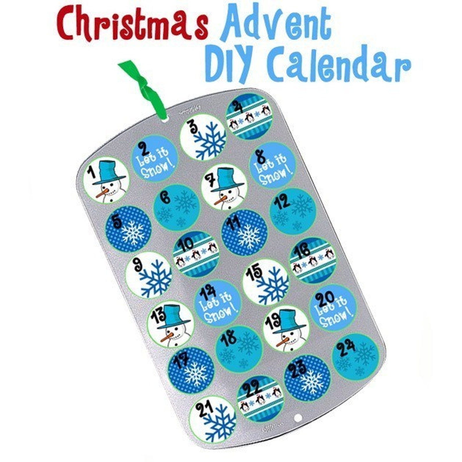 Christmas Cupcake Muffin Tin Advent Calendar Snowman Blue Etsy