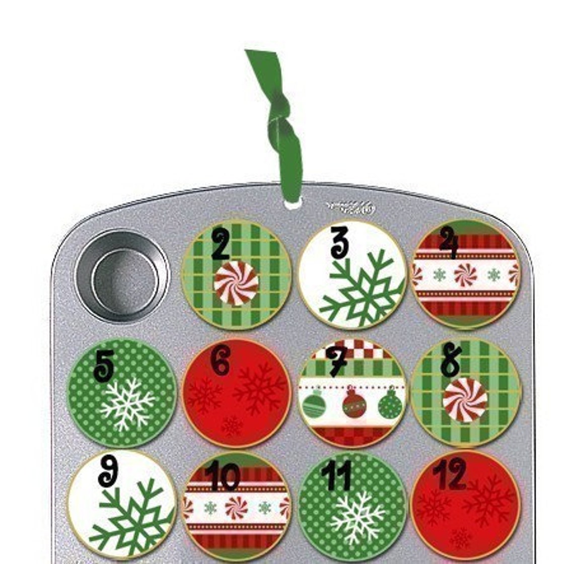 Christmas Cupcake Muffin Tin Advent Calendar Red Green Etsy