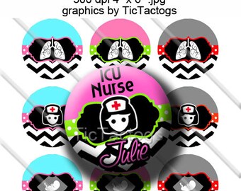 Editable Medical Profession Chevron Bottle Cap Images Digital Nurse Ultrasound X ray Respiratory Dental - Instant Download - BC409