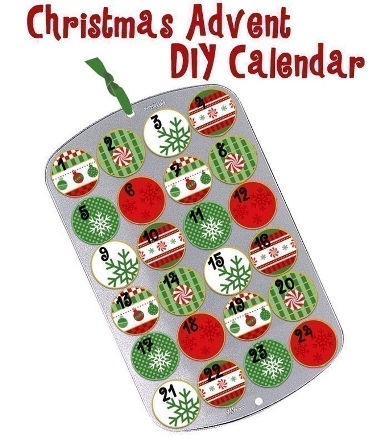 Christmas Cupcake Muffin Tin Advent Calendar Red Green Etsy