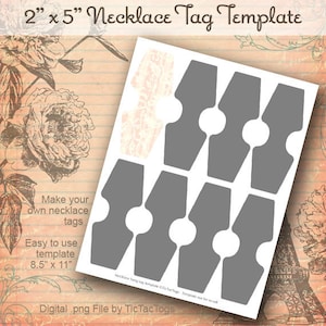 Necklace Hang Tag Template Collage Set PNG DIY Make Your Own - Instant Download