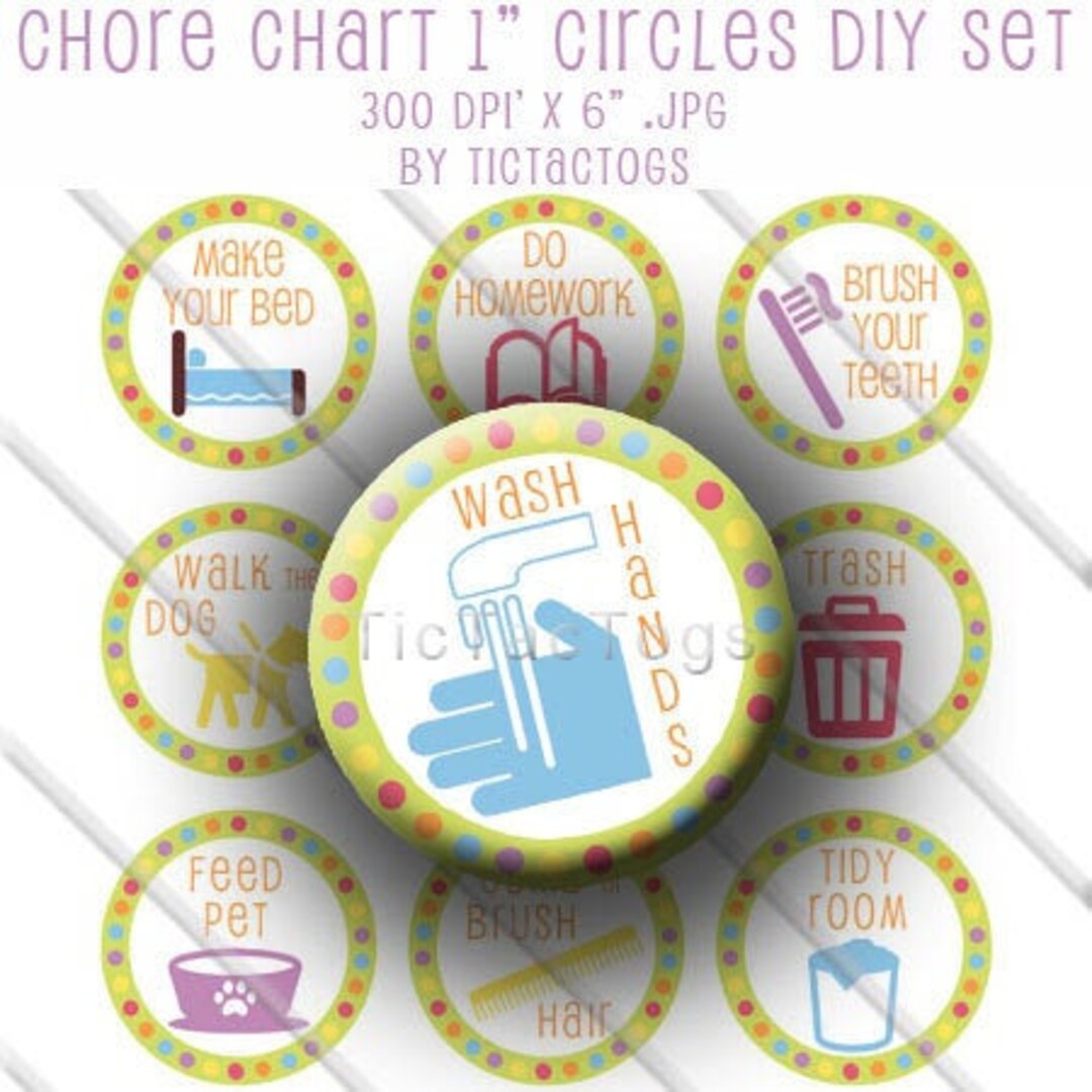 Printable Chore Chart Behavior Reward DIY Magnets Boys and Girls Bottle ...