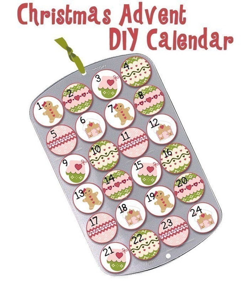 Christmas Cupcake Muffin Tin Advent Calendar Pink Green Etsy