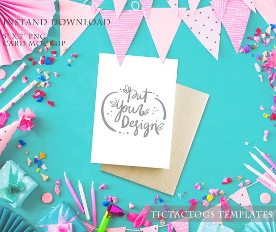 Birthday Card Mockup Party Invitation Mockup Template 5x7 Etsy