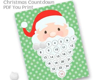 Printable Santa Countdown to Christmas Christmas Advent - Etsy