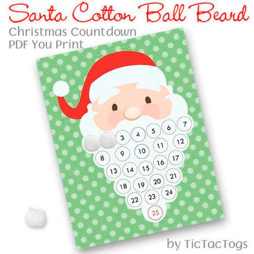 Printable Santa Advent Calendar Christmas Activity DIY Etsy