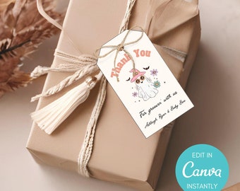 Editable Ghost Baby Shower Thank You Tags: Halloween Theme (Digital Download)