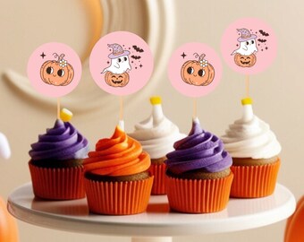 Little Boo Baby Shower Cupcake Topper Cute Ghost Halloween Baby Shower Cupcake Topper Halloween Cupcake Topper Instant Download RH09