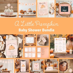 Fall Pumpkin Baby Shower Bundle Autumn Baby Shower A Little Pumpkin Baby Shower Pumpkin Template Baby Shower Bundle Instant Download LP14