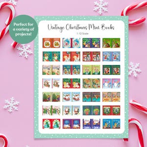 Perfect for a variety of projects 1:12 scale Printable Dollhouse Christmas Books Vintage Little Golden Christmas Book 1:12 Scale Dollhouse Printable DIY Mini Books Christmas Decor