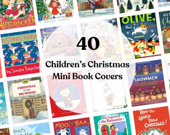 Printable Dollhouse Christmas Books Children's Christmas Mini Book Covers 1:12 Scale Dollhouse Printable DIY Mini Books Christmas Decor CH07