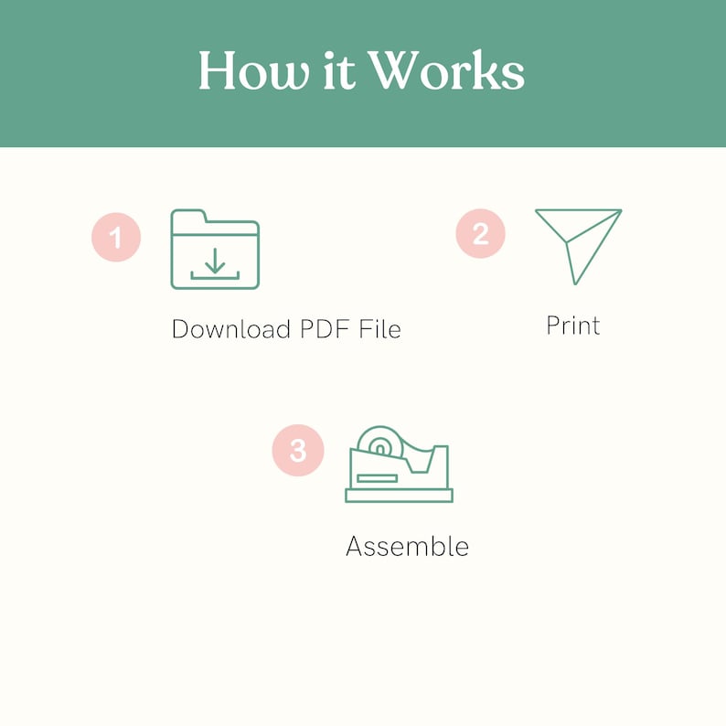 how it works, download PDF file, print and assemble