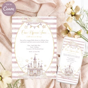 Once Upon A Time Baby Shower Invite Editable Princess Invitation Template Digital Storybook Design Download Castle Baby Shower Invite 0T2
