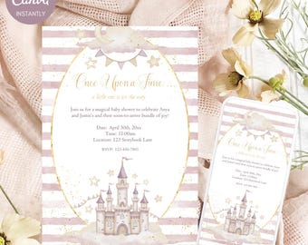 Princess Baby Shower Invitation: Storybook Castle Design (Digital Download)