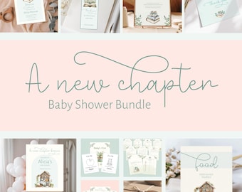 Editable Storybook Baby Shower Invitation Bundle A New Chapter Baby Shower Gender Neutral Baby Shower Book Theme Baby Shower Invitation NC11