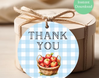 Étiquette de remerciement Apple baby shower : Étiquettes-cadeaux d'automne (téléchargement PDF)