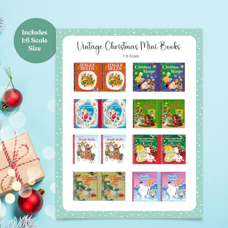 Printable Dollhouse Christmas Books Vintage Little Golden Christmas Book 1:12 Scale Dollhouse Printable DIY Mini Books Christmas Decor CH06 image 4