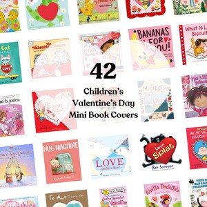Printable Dollhouse Valentine&#39;s Day Books Children&#39;s Valentine&#39;s Mini Book Covers 1:12 Scale Dollhouse DIY Mini Books Anxiety Bookshelf VD1