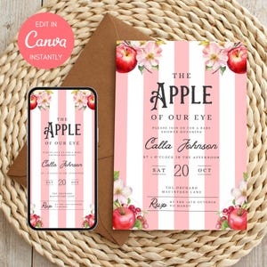 Apple of Our Eye Baby Shower Invite Editable Fall Invitation Digital Download Fall Harvest Theme Apple Baby Shower Invite Fall Theme AE01