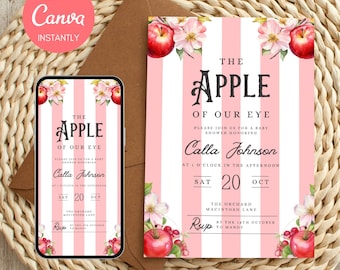 Apple of Our Eye Baby Shower Invitation: Editable Fall Theme (Digital Download)