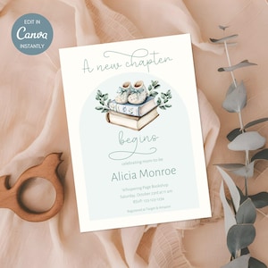 EDITABLE New Chapter Baby Shower Invite Storybook Baby Shower Library Party Invite Book Baby Gender Neutral Baby Shower Book Themed NC01
