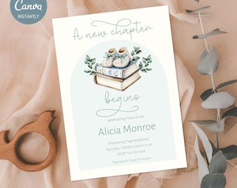 EDITABLE New Chapter Baby Shower Invite Storybook Baby Shower Library Party Invite Book Baby Gender Neutral Baby Shower Book Themed NC01