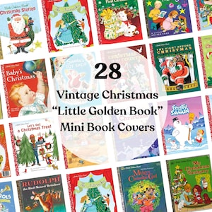Printable Dollhouse Christmas Books Vintage Little Golden Christmas Book 1:12 Scale Dollhouse Printable DIY Mini Books Christmas Decor CH06
