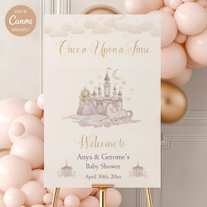Princess Baby Shower Welcome Sign: Storybook Theme (Digital Download)
