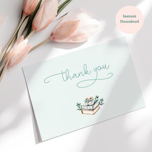 AFDRUKBAAR boek babyshower Bedankkaart platte kaart Een nieuw hoofdstuk babyshowerkaart genderneutraal bedankkaart Instant Download NC09