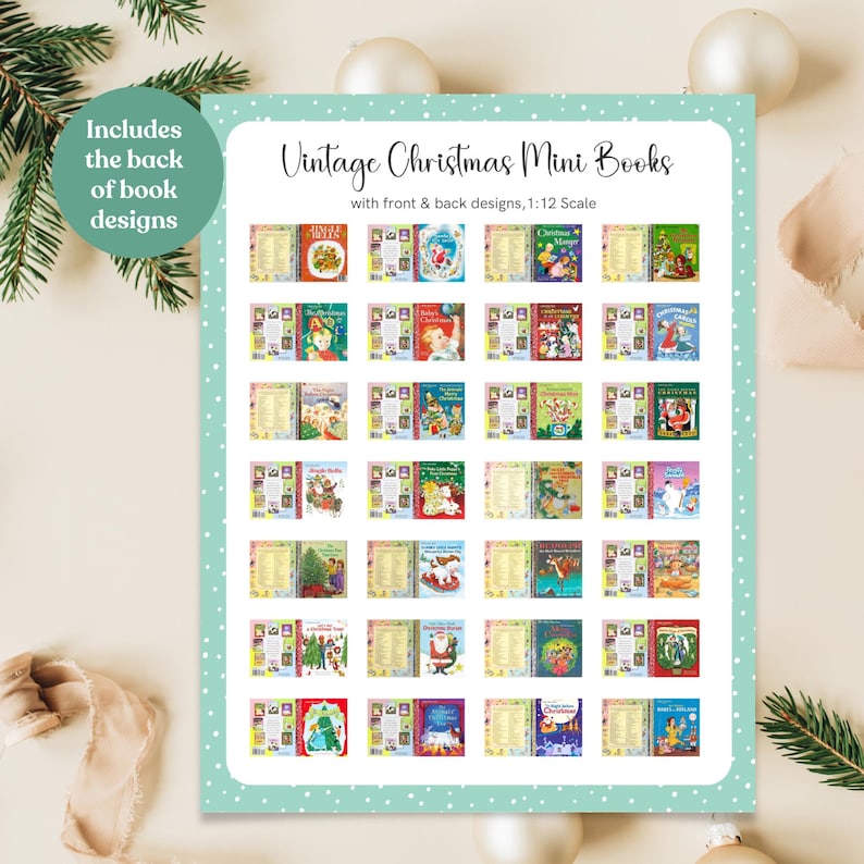 Printable Dollhouse Christmas Books Vintage Little Golden Christmas Book 1:12 Scale Dollhouse Printable DIY Mini Books Christmas Decor CH06 image 3