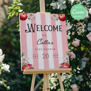 Apple of Our Eye Baby Shower Sign Editable Fall Party Sign Digital Download Fall Harvest Theme Apple Baby Shower Sign Fall Theme AE02