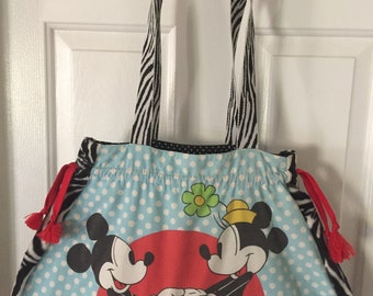 Vintage fabric Mickey Minnie Donald Duck Disney bag