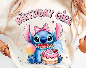 Stitch Birthday Girl Png Sublimation Design, Stitch Birthday Png, Family Matching Birthday Png, Birthday Png, Gift For Girls