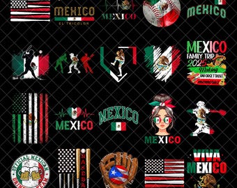 Mexican Baseball Png Bundle, Mexico Family Trip PNG Bundle,  Patriotic PNG, Digital Download, Tricolor Png, Viva Mexico Sublimation