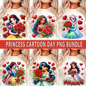 Bundle Niedliche Prinzessin Cartoon Valentinstag Design PNG, Cartoon Chicana Stil Png, Cartoon Valentinstag Png, Geschenk für Sie, Valentinstag, Geschenke