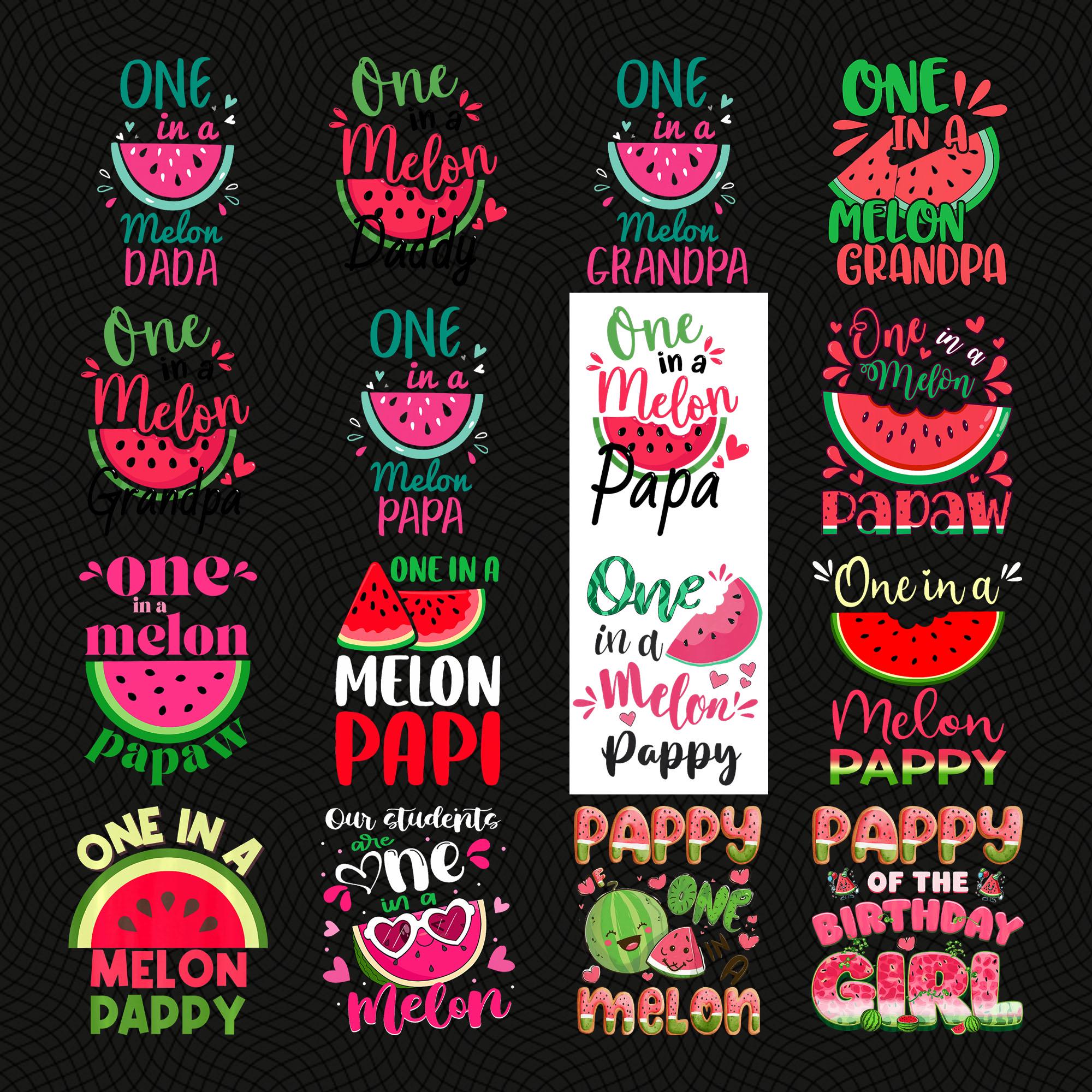 One in a Melon Dad PNG, Grandpa Pappy Papa Watermelon Sublimation Design, Summer Father’s Day Funny Png Digital Download