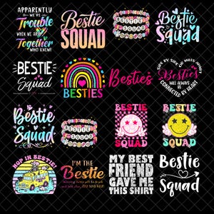 Bestie Squad Png Bundle, Best Friends Quote PNG, Funny Besties Sublimation, Retro Matching BFF Png, Cute Friendship Digital Download