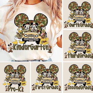 Cartoon Back to School PNG Bundle, Mouse And Friends Png, Camo Kindergarten Kid Design, Pre-K to 4th Grade Png, First Day Of School