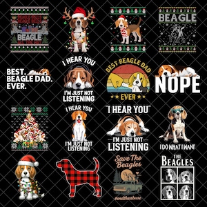 Beagle Dog Png Bundle, Beagle Quotes Png, Best Beagle Dad Ever, Save the Beagles, Christmas Beagle, Cute Beagle Lover Png, Digital Download