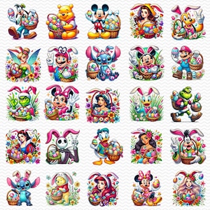 Ensemble de personnages de dessins animés de Pâques, Joyeuses Pâques Png, Pâques de printemps png, Pâques de Pâques