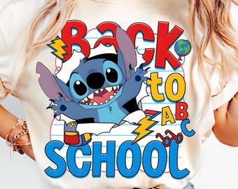 Funny Kids Back To School Png, Blue Alien Character Png, Retro First Day Of School Cartoon Png, Trendy Teacher Shirt Design