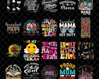 Homeschool Mama PNG Bundle, Homeschooling PNG, Retro Home School Mom, Gift For Homeschool Moms png, Shirt Design, Sublimation Design