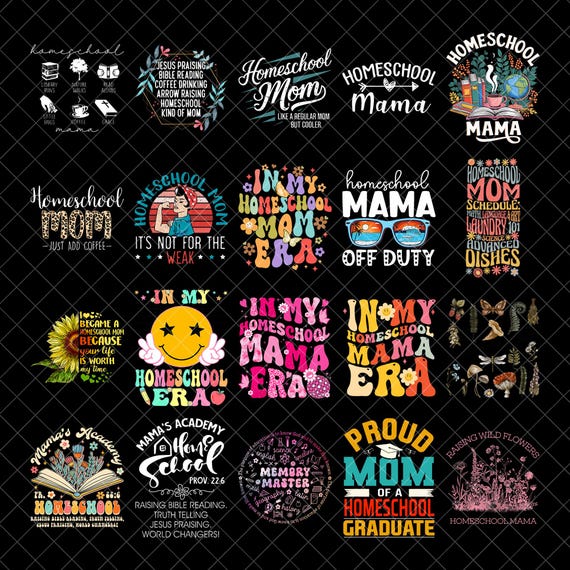 Homeschool Mama PNG Bundle, Homeschooling PNG, Retro Home School Mom, Gift For Homeschool Moms png, Shirt Design, Sublimation Design