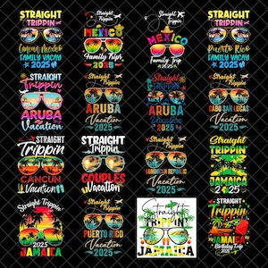 Straight Trippin Vacation PNG Bundle 2025, Tropical Trip Sublimation, Family Group Travel png, Mexico Jamaica Aruba PNG