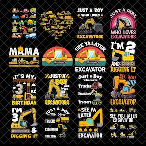 Boy Love Excavator Png Bundle, Toddler Boy Png Shirt Design, Kid Digital Download, Kid Design Download, Excavator Boy Png, One Cool Boy Png,